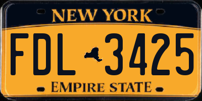 NY license plate FDL3425
