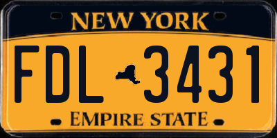 NY license plate FDL3431