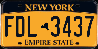 NY license plate FDL3437