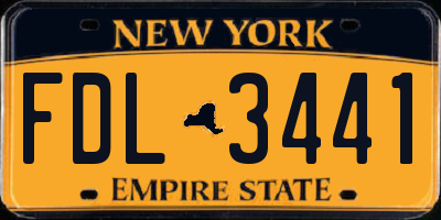 NY license plate FDL3441