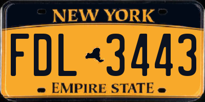 NY license plate FDL3443