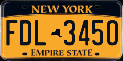 NY license plate FDL3450