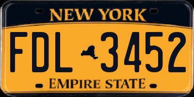 NY license plate FDL3452