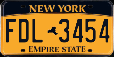 NY license plate FDL3454