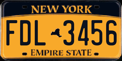 NY license plate FDL3456