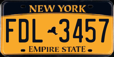 NY license plate FDL3457