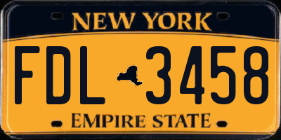 NY license plate FDL3458