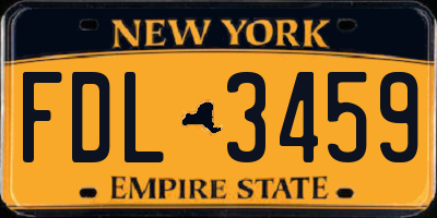 NY license plate FDL3459