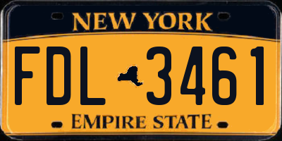 NY license plate FDL3461