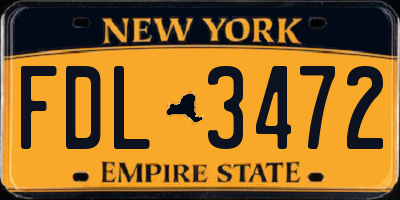 NY license plate FDL3472