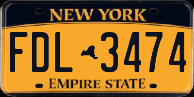 NY license plate FDL3474