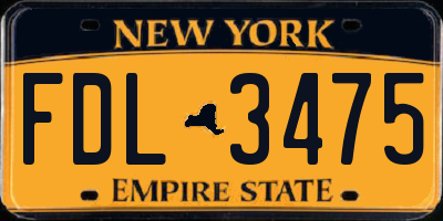 NY license plate FDL3475