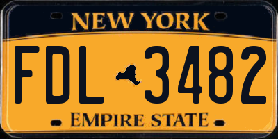 NY license plate FDL3482