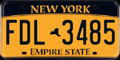 NY license plate FDL3485