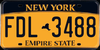 NY license plate FDL3488