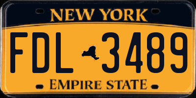 NY license plate FDL3489