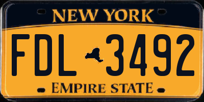 NY license plate FDL3492