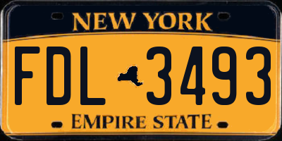 NY license plate FDL3493