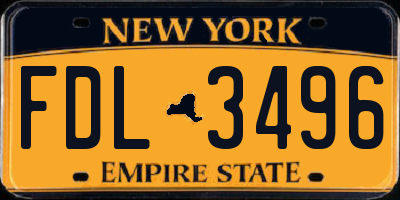 NY license plate FDL3496