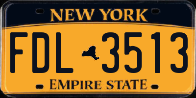 NY license plate FDL3513