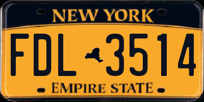NY license plate FDL3514