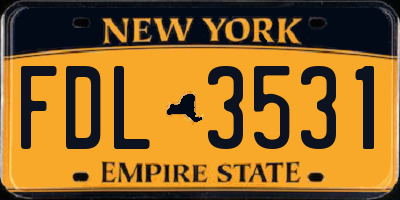 NY license plate FDL3531