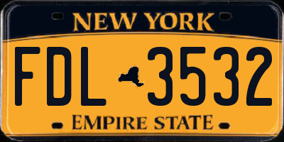 NY license plate FDL3532
