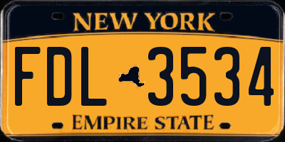 NY license plate FDL3534