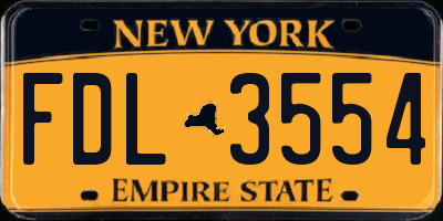 NY license plate FDL3554