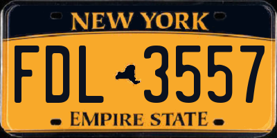 NY license plate FDL3557