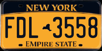 NY license plate FDL3558