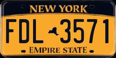 NY license plate FDL3571