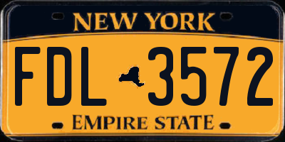 NY license plate FDL3572