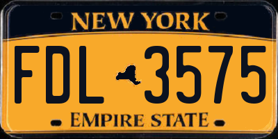 NY license plate FDL3575