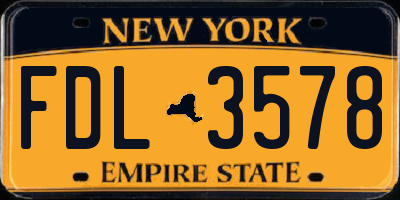 NY license plate FDL3578