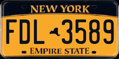 NY license plate FDL3589