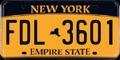 NY license plate FDL3601