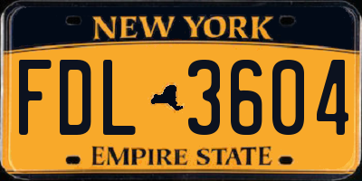 NY license plate FDL3604