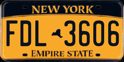 NY license plate FDL3606