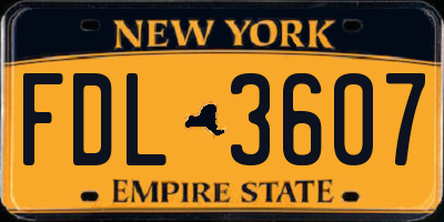 NY license plate FDL3607