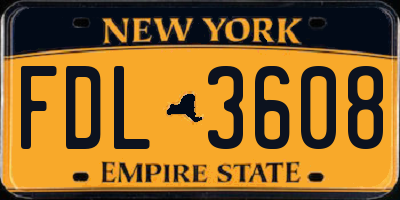 NY license plate FDL3608