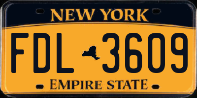 NY license plate FDL3609
