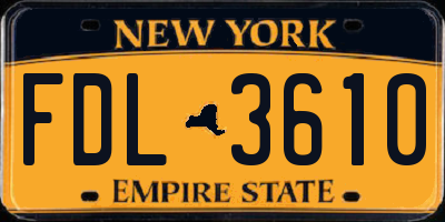 NY license plate FDL3610