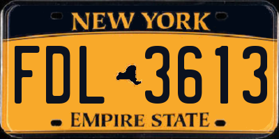 NY license plate FDL3613