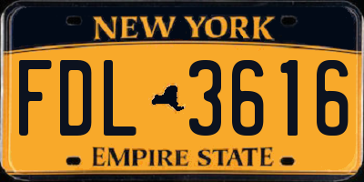 NY license plate FDL3616