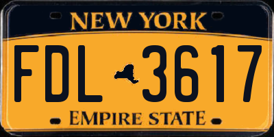 NY license plate FDL3617