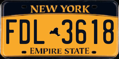 NY license plate FDL3618