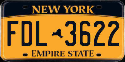 NY license plate FDL3622