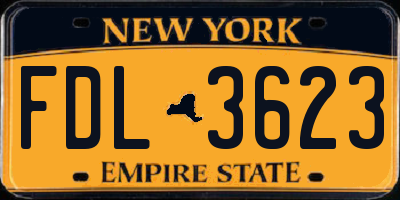 NY license plate FDL3623