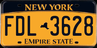 NY license plate FDL3628